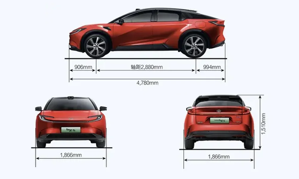 ابعاد و اندازه‌های تویوتا BZ5 – مشخصات فنی