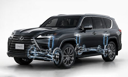 عملکرد سیستم تعلیق هوشمند AVS در لکسوس LX600 هنگام عبور از مسیر ناهموار